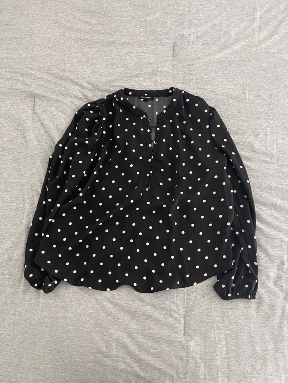 Blu Pepper Black Polka Dot Long-Sleeve Blouse
